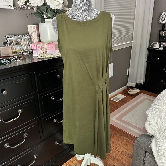 Stitchdrop Army Uniform Green Cotton Midi Dress | Size M - Picture 2 of 11